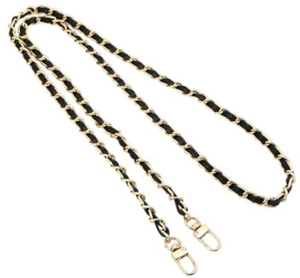 Fenteer Ersatz Taschenkette,Comforty Taschengurt Gold für Taschen,Handtaschenketten, Taschenriemen Flacher, Tasche Schulterriemen,120cm Schwarzes Gold