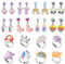 ComPDCVD 8 Paar Ohrclips Mädchen und 8 Ringe Glitzer Ohrclips Harz Klipp Ohrringe Kinder Mädchen Einhorn Regenbogen Erdbeere Blume Schmuck-Geschenk-Set Nein Durchbohrt Ohrclip Geburtstag Party Favors