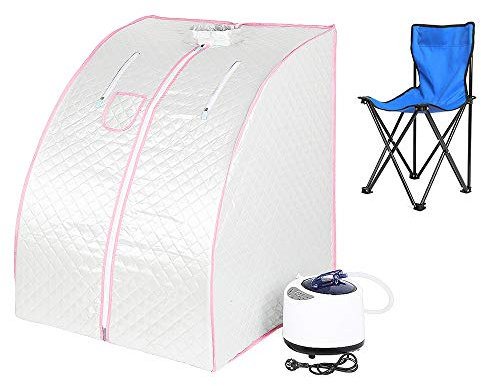 Supfine Mini Dampfsauna, Heimsauna mit Fernbedienung, Wärmekabine mit Einstellbarer Timer & Temperatur, Portable Steam Sauna (1.8L, Silber)