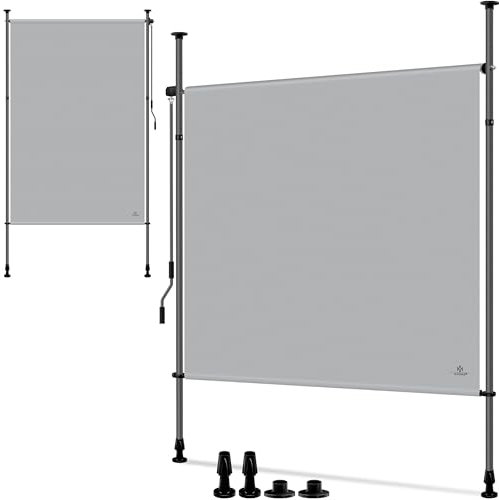 KESSER® Toldo vertical con pinza, 150 x 310 cm, extensible y opaco, toldo vertical con manivela sin agujeros, protección visual y protección contra el viento para jardín y terraza, resistente al agua