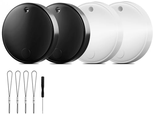 Nutale 2025 Bluetooth Tracker Smart Finder for Apple Find My[Apple MFi Certified，iOS Only], iPhone Tags Key Finder Luggage Tracker for Bags, Luggage, Wallet, Bicycle (2 Black & 2 White)