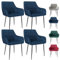 Eccellensedie Lot de 4 chaises de salle à manger, cuisine, modernes, confortables, rembourrées, en velours, avec accoudoirs et pieds en métal, bleu
