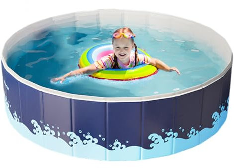 Hundepool, Faltbare Hundepool für Hunde 90 x 48 cm, Hund Planschbecken Schwimmbecken, Faltbarer Pool, Schwimmbad Anti-Rutsch Hundeplanschbecken Swimmingpool für Haustier Kinder