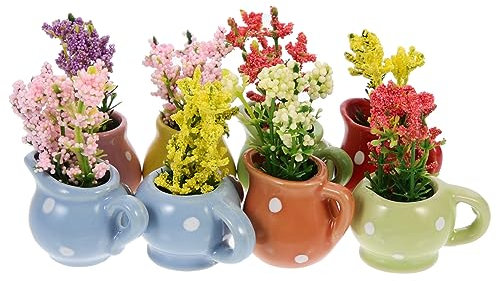 ifundom 8 Pcs Flowerpot Magnets for Refrigerator Cute Ceramic Flower Pot Design Strong Adhesion for Home Kitchen Decoration and Message Boards Random Color