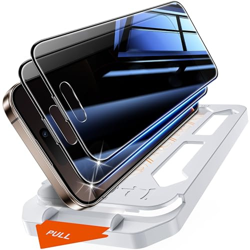 Tentoki Privacy Screen Protector For iPhone 16 Pro Max (6.9-inch), Compatible With Face ID, 25° Anti Spy Premium 9H+ Tempered Glass Film[Auto Dust Elimination] [No Bubbles] [Case Friendly] 2 Pack