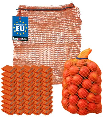 KOTARBAU® 50er Set Raschelsack - Kartoffelsack - 50 x 80 cm - Obstsack - 25 kg - Polypropylen - Gemüsenetz - Aufbewahrungssack - für Zwiebeln - Kartoffel - Gemüse - Orange