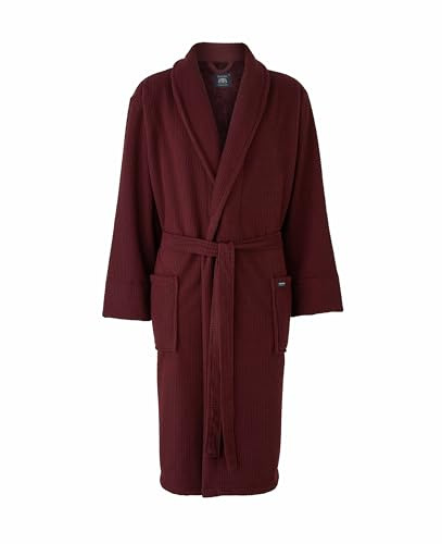 THE SAVILE ROW COMPANY LONDON Men's Lightweight Waffle Fleece Bath Robe Dressing Gown - Burgundy - Small