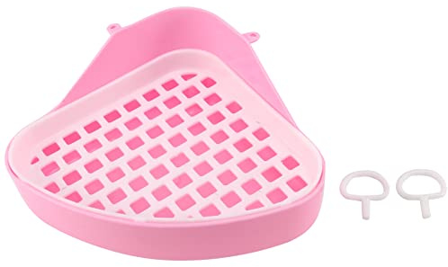 Sirxlevcy Toilet Litter Tray,Small Animal Toilet Corner Potty, Pet Litter Trays Corner for, Hamster (Pink)
