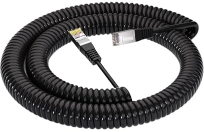 Cat 5 Ethernet LAN Spiralkabel, 8-adrig, ausziehbar, zugfest, spiralförmig, geschirmt, verdrilltes Adernpaar, TPU-Kupfersignaldraht(3Meter Extended)