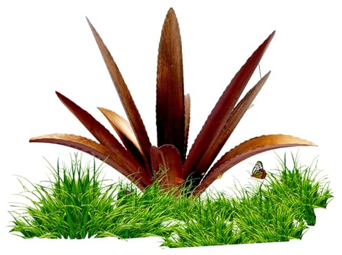 Rustikale Tequila-Skulptur, große Agaven-Gartenkunst aus Metall, rustikale Agavenpflanzen aus Metall für den Außenbereich, Statue für Terrasse, Hof, Garten, Dekoration, 15 x 15 x 17 cm, rote Tequil