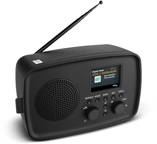 MEDION radio DAB+ con Bluetooth DRE-1 (DAB Plus, radio FM, protezione antigoccia, antenna telescopica, sveglia, funzione snooze, regolazione display, sistema di allarme ASA), nero