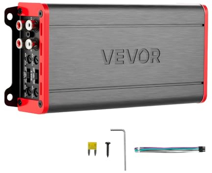 VEVOR Amplificatore Audio per Auto a 4 Canali Potenza a Ponte di Classe D max. 4x272 W a 4 Ohm/4x 400 W a 2 Ohm, Amplificatore per Vericoli Multicanale 14,4V CC Larghezza di Banda 10 Hz-30 kHz