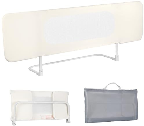 eSynic Barandilla Cama Infantil Plegable 150cm Ajustable en Altura Barrera de Cama para Niños y Bebés Protector de Seguridad Compatible con Camas Individuales Dobles y Grandes Ideal para Viaje y Hotel