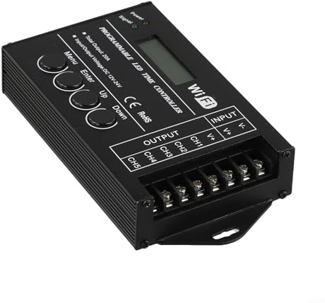 Sileduove TC421 Programmable for Time Controller for RGB LED Strip, 5 Channel DC12-24V Timer with 14 Inch Display, Aluminum Alloy Case for Plant Light and Advertising Box