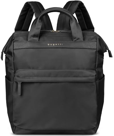 bugatti Mare 2.0 Rucksack Damen mit Taschenfunktion, leichter Daypack mit Laptopfach 15, schwarz