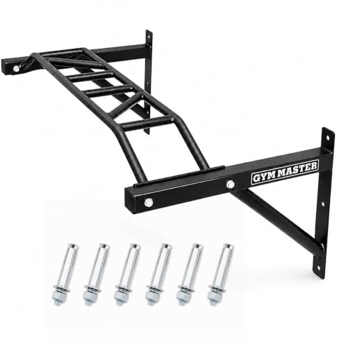 GYM MASTER Heavy Duty Wall Mounted Pull Up Bar with Multi-Grip Handles 1.2m