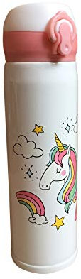 Edelstahl Thermoskanne Einhorn Design 500ml 0,5l Liter für kalte und warme Getränke. Hält Lange warm und kalt. Isolierkanne Thermosflasche Wasserflasche für Kinder Mädchen Trinkflasche
