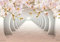 wandmotiv24 Fototapete Tunnel orange Blumen, XS 150 x 105cm - 3 Teile, Wanddeko, Wandbild, Wandtapete, Wasser, 3D M3939