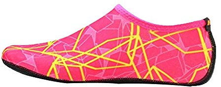 Xmiral Wasserschuhe Damen Gummisohle Drucken Laufschuhe Trocknend Badesandale Schwimmschuhe Wasserdicht Barfu?Schuhe f黵 Pool Surfen Yoga rutschfest Badelatschen(Rosa rot,38-39 EU)