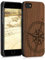 kwmobile Hülle kompatibel mit Apple iPhone SE (2022) / iPhone SE (2020) / iPhone 8 / iPhone 7 Hülle - Holz Case - Handy Cover - TPU Handyhülle in Dunkelbraun Kompass Vintage