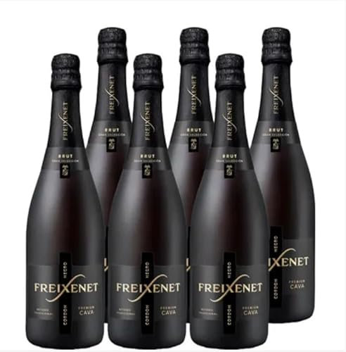 Freixenet Cordon Negro Brut ( 6x 0,75 l)– Spanischer Premium-Sekt, trocken – Eleganter Cava mit feiner Perlage – Gut für besondere Anlässe und Aperitifs