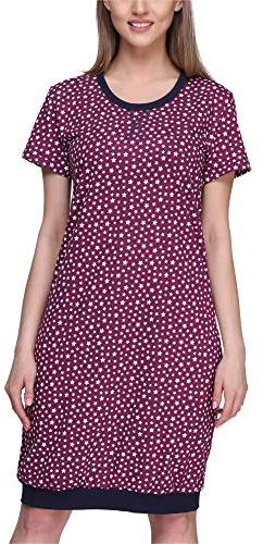 Merry Style Damen Nachthemd MS10-184 (Weinrot/Sterne, XXL)