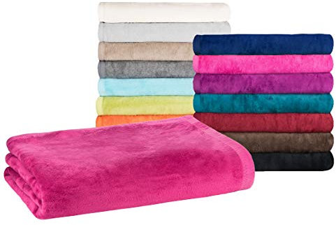MOON - Classic Kuscheldecke 150x200 cm pink Wolldecke einfarbig, Pflegeleichte Baumwollmischung
