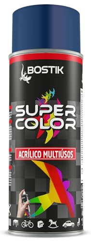 Bostik SUPER COLOR AZUL ZAFIRO RAL 5003, Pintura en Spray Acrílica para Uso Profesional y Doméstico, Multiusos, Secado Rápido, Acabado Brillante, Interior y Exterior, Bote 400 ml