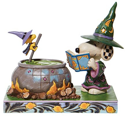 Enesco Peanuts by Jim Shore Hexe Snoopy und Woodstock Figur umgeben einen Kessel, 14 cm, Mehrfarbig