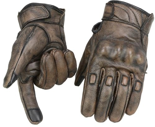 Milwaukee Leather Herren Lederhandschuhe (Distressed Brown, XL)