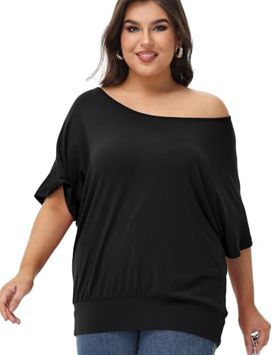 Van Der Rich ® - Oversize T-Shirt mit Fledermausärme - Damen(Schwarz, XL)