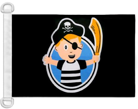 BANDERA NAUTICA NIÑO PIRATA 45x30cm - Pabellón de conveniencia CHICO PIRATAS 30 x 45 cm anillos - AZ FLAG