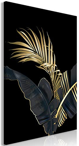 murando - Wandbilder XXL Blatt 80x120 cm 1 tlg - Wand Deko Vlies Leinwand Bilder Groß Wanddeko Wohnzimmer Schlafzimmer Kunstdrucke - Palmblatt Natur Botanik Blätter schwarz b-C-1005-b-a