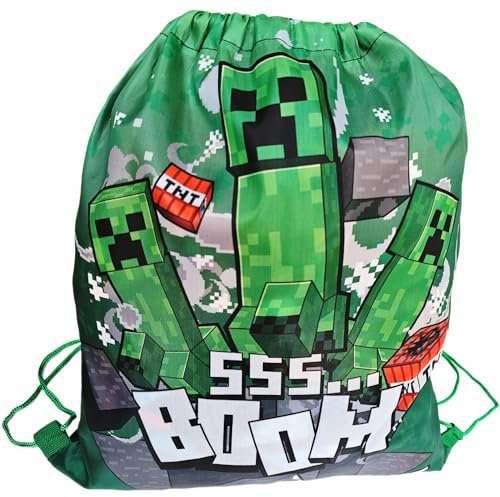 ILS I LOVE SHOPPING Sporttasche für Kinder, Rucksacktasche für Kindergarten, Fitnessstudio, Schwimmbad, Reise, Schuhtasche (Minecraft)