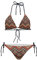Howilath Bikini-Set, sexy, 2 Stück, Bikini, Badeanzug, gepolsterte String, Dreieck, Bademode für Damen, Handflächen-Blumen-Avocado-Pfoten, Afrikanisches Muster, M