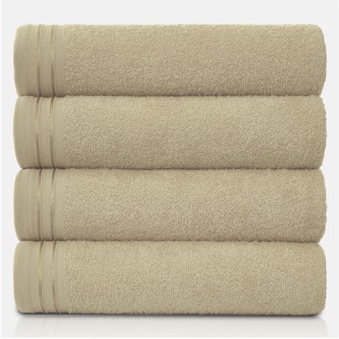 GC GAVENO CAVAILIA Large Towels Bath Sheet - Highly Absorbent Egyptian Cotton Towel Set - 4 Pack Extra Soft Large Bath Towel Mocha - Quick Dry Bath Sheets - 450 GSM Washable Towels, 75 x 135 cm