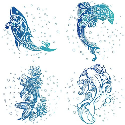 GORGECRAFT 4 Styles 6,3 Zoll Seehai Fensteraufkleber Statische Meerestier Glasschiebetür Aufkleber Fisch Haftet Wasserdichte Vinylfolie Schlafzimmer Badezimmer Aufkleber Zur Verhinderung Haustieren
