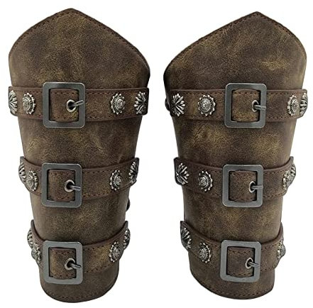 COSFAN Armschienen Mittelalter,Wikinger-Ledermanschette für Herren, Schnalle Armrüstung Manschette Bracers, Mittelalterliche Armschienen Halloween Cosplay Kostümzubehör Punk Stulpenarmband