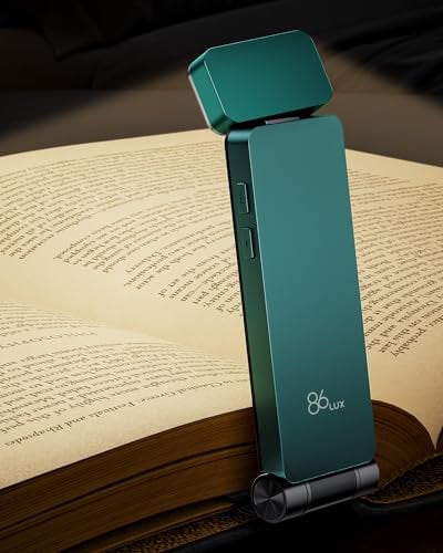 86lux Leselampe Buch Klemme,Wiederaufladbare Buchlampe zum Lesen im Bett,Ultraleichte LED Klemmlampe mit 3 Bernsteinfarben und Stufenlosem Dimmen für Nachtlesen für Buchliebhaber, Kinder,Grün