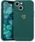 Wirvyuer Compatible with iPhone 13 Case Cute Heart Pattern Protective Shockproof Soft Slim Silicone Phone Case for Women Girls, Green