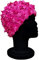 CHEX Daisy Bonnet de bain élastique pour femme orné de fleurs cloutées avec perles effet perle Taille unique Rose
