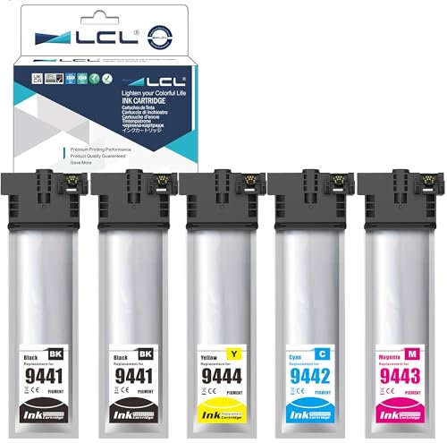 LCL T9441 Tintenpatrone kompatibel für Epson T9441 T9442 T9443 T9444 kompatibel für Epson Workforce Pro WF-C5210 WF-C5210DW WF-C5290 WF-C5290DW WF-C5710 WF-C5710DWF WF-C5790 WF-C5790DWF (5er Pack)