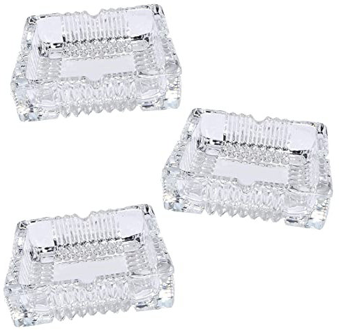 3Pcs Square Transparent Crystal Glass Ashtray European Living Room Office Bar Indoor Restaurant Decoration Cigar Ashtray Men Gift (3)