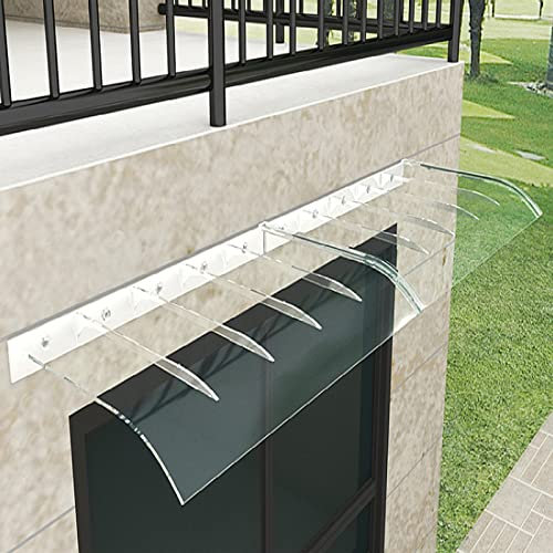 Marquesina para Puertas y Ventanas Invisible,Toldo Cubierta de Policarbonato Transparente,Marquesina Arqueada,Tejadillo de Protección UV,Toldo de Entrada Autolimpiante (40x50cm/16x20)