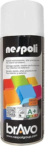 Nespoli Peinture en spray, couleur blanc intense, effet satiné, 400 ml, finition professionnelle