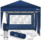 tillvex Gazebo Plegable Cenador 3x3m Impermeable | Pabellon de Jardin Pop-up Regulable en Altura | Carpa de jardín protección UV 50+ | Cenador de Fiesta con Bolsa (Azul - con 2 Paredes)
