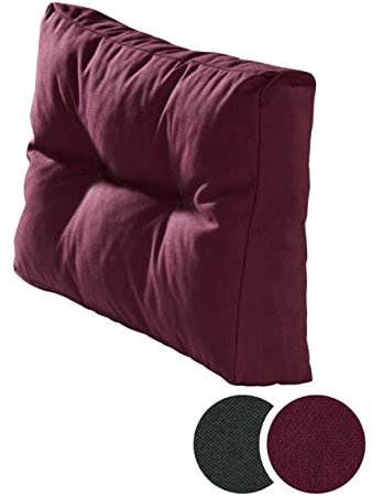 Bodyprotect Palettenkissen 60 x 40 cm Outdoor & Indoor, Bequemes Seitenteil, Eckkissen, Paletten Kissen, hochwertiger Möbelstoff in dunkelrot