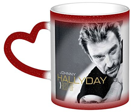 Oudrspo Johnny Leo Smet Hallyday Keramik-Kaffeetasse mit Farbwechsel im Himmel, magische Teetasse, wärmeempfindlich, einzigartige Neuheit, lustig für Frauen, Mädchen, Geschenk