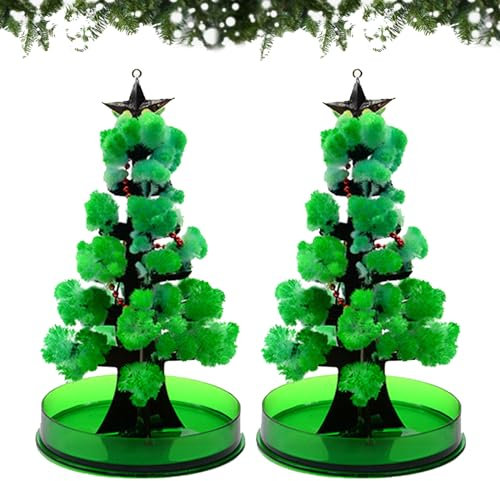 2 Stück Mini Weihnachtsbaum, Magischer Weihnachtsbaum, Magischer Papier Baum, DIY Kristall Züchtungs Set, Kinder Wissenschafts Kits Spielzeuge, Magic Tree, Weihnachten Spielzeug, Lernanleitung(2A)
