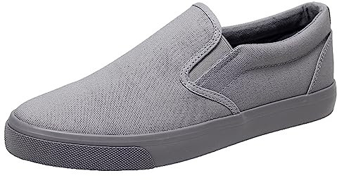 Jamron Hombre Color Sólido Slip On Zapatos de Lona Zapatillas Casual Sneakers Plimsolls Gris SN0706142 EU43